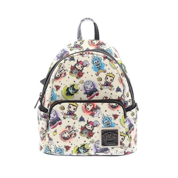 Loungefly POP! x Disney Villains Tattoo Print Mini Backpack NWT - Picture 1 of 4